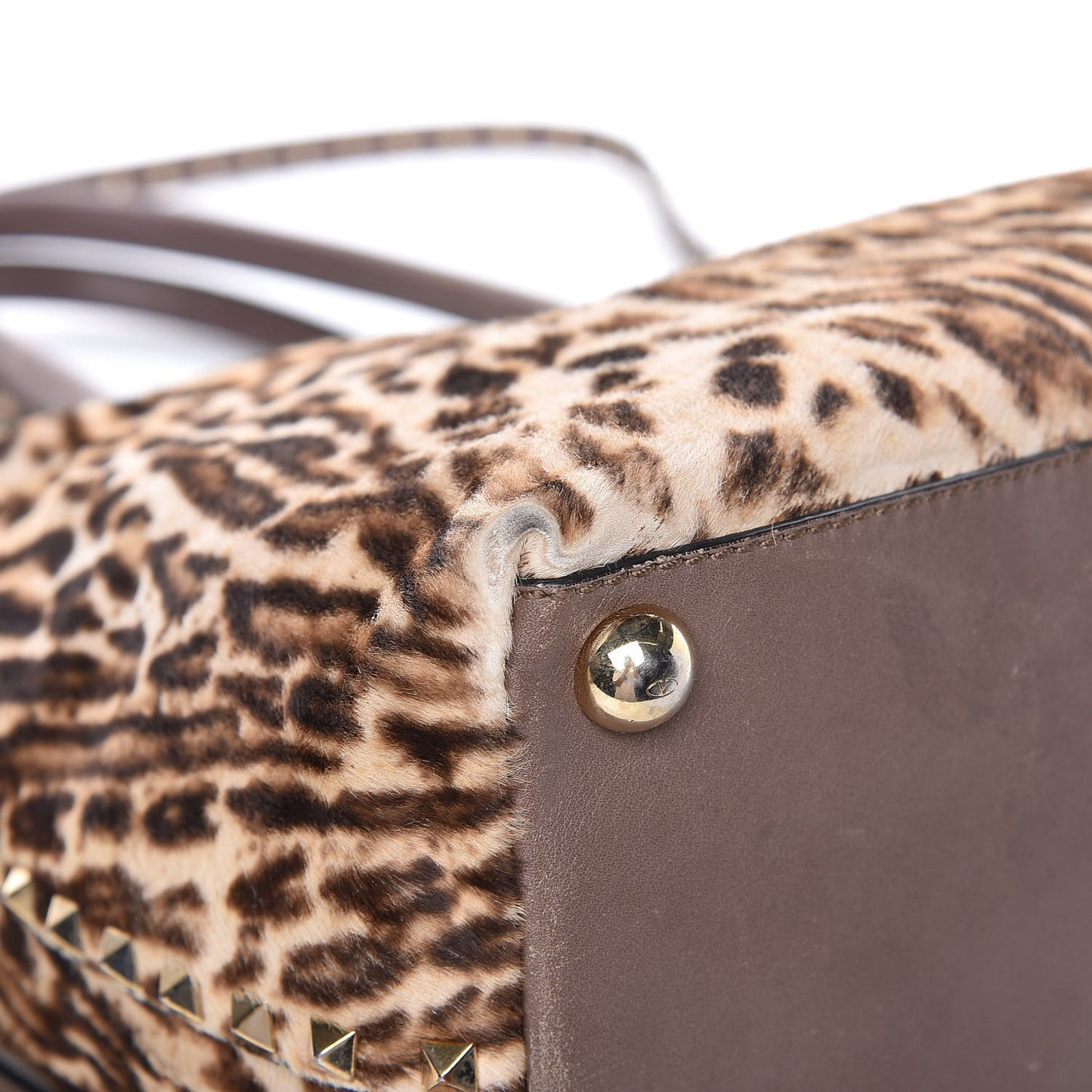 Calf Hair Cavallino Animal Rockstud Dome Satchel Leopard