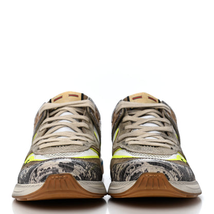 Gucci Suede Calfskin Tejus Printed Womens Ultrapace Sneakers 41 Natural Ardesia Neon Yellow 2 of 9
