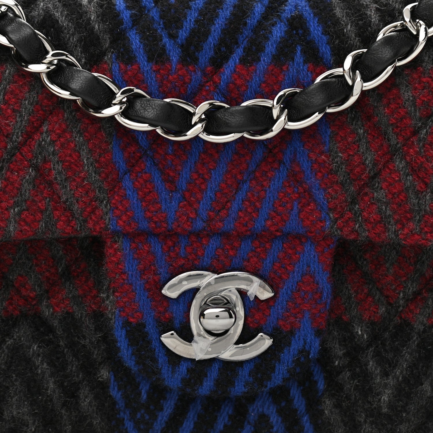 Chanel Wool Quilted Mini Rectangular Flap Red Grey Multicolor 8 of 11