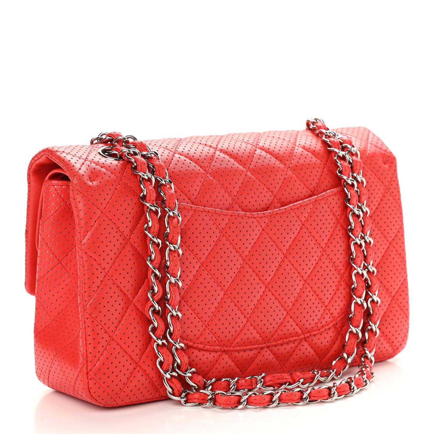 Lambskin Perforated Medium Double Flap Red
