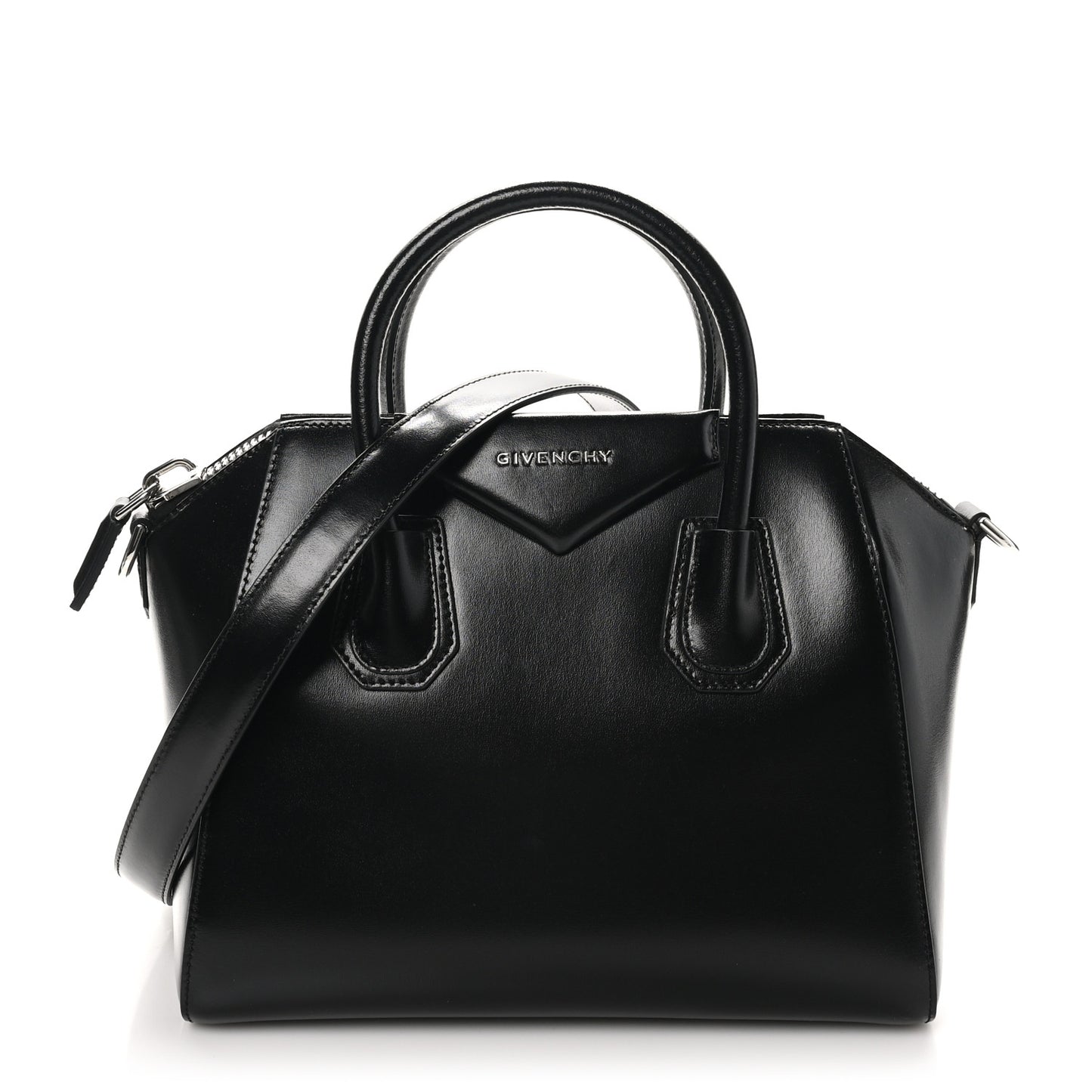 Shiny Lord Calfskin Small Antigona Black