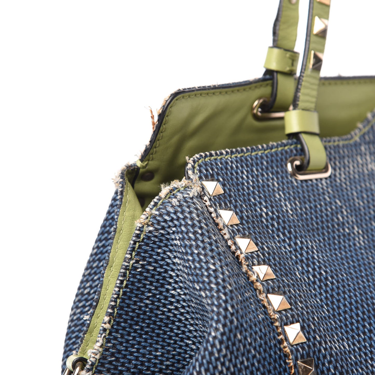 Denim Medium Rockstud Tote Blue Green