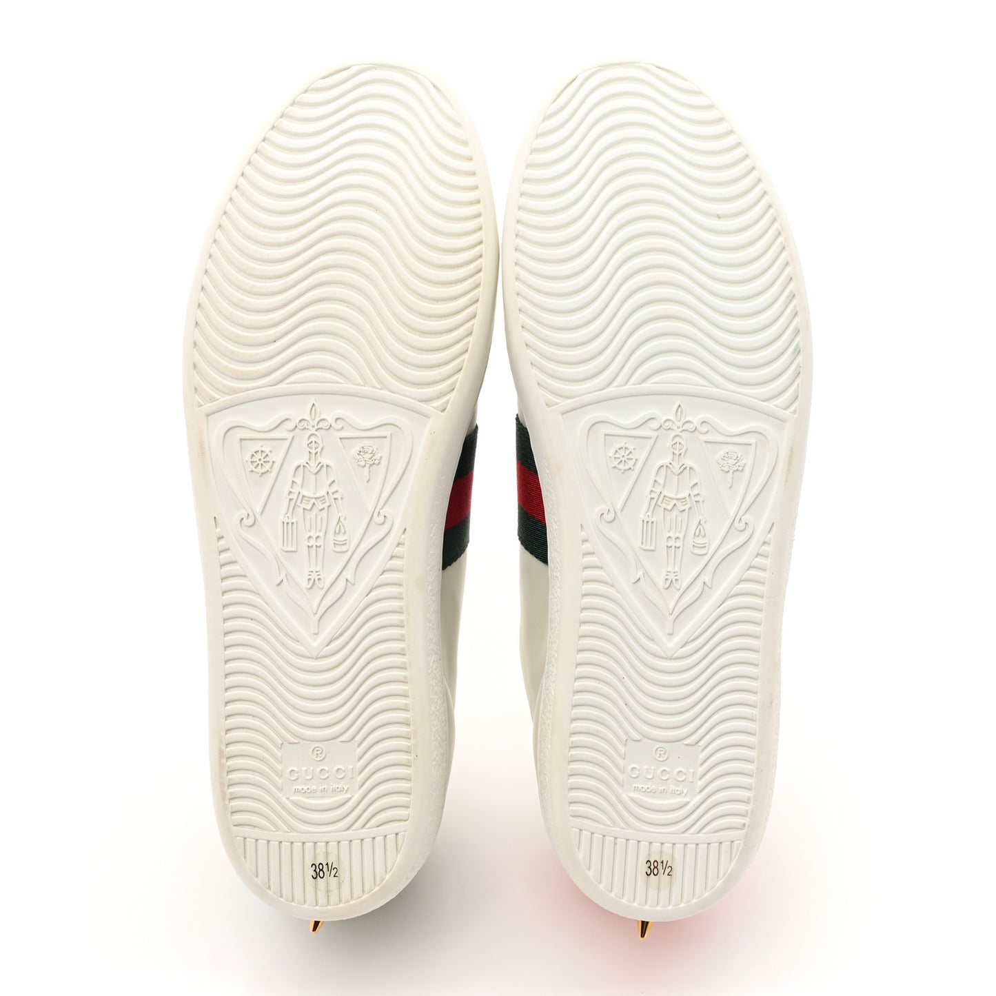 Calfskin Web Pearl Studded Womens Ace Sneakers 38.5 White