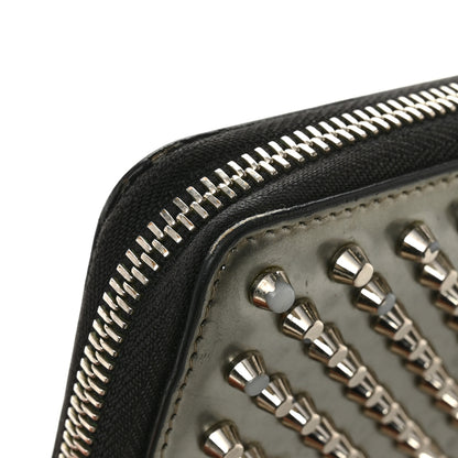 Christian Louboutin Metallic Patent Panettone Spiked Zip Around Wallet Silver 9 of 12