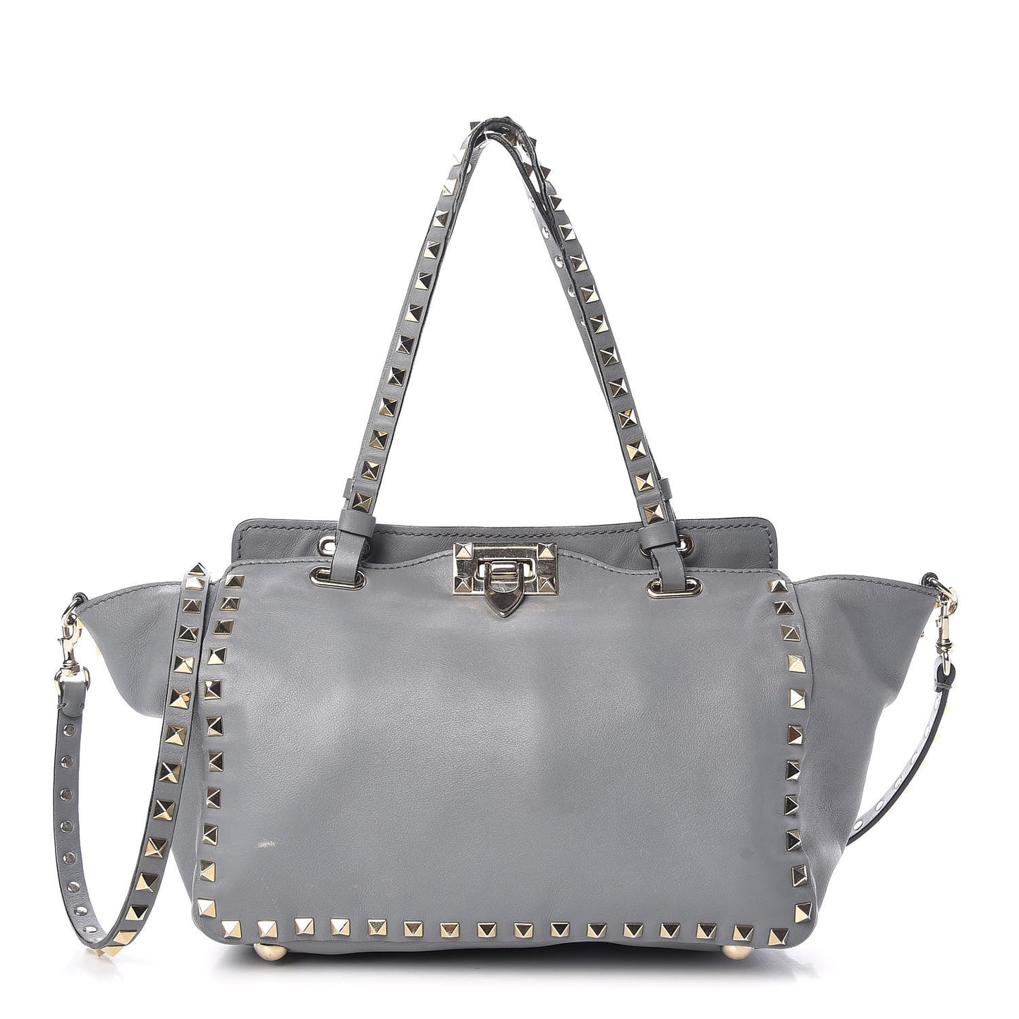 Vitello Small Rockstud Tote Grey