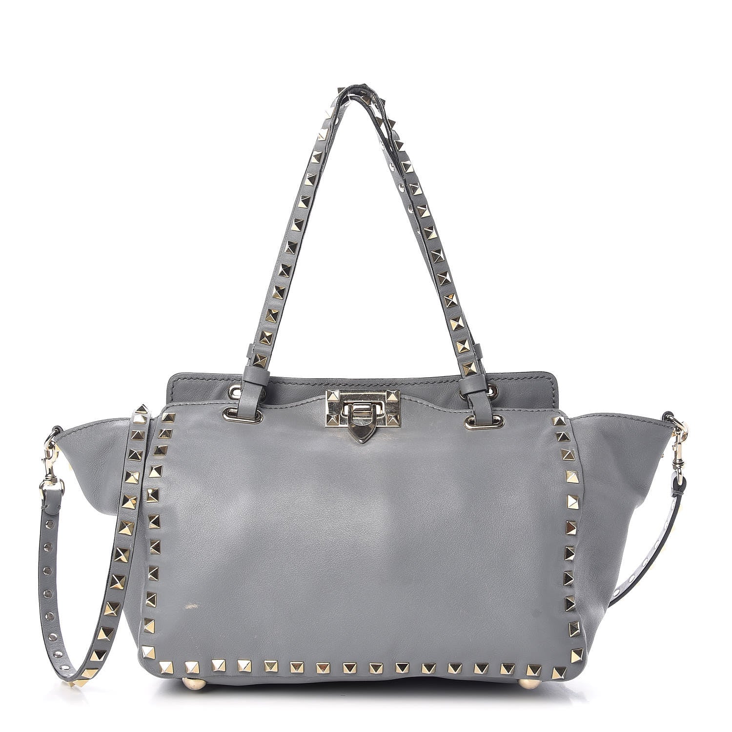 Valentino Garavani Vitello Small Rockstud Tote Grey 1 of 22