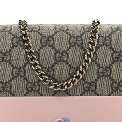 Gucci GG Supreme Monogram Textured Dollar Calfskin Mini GG Marmont Chain Wallet Light Pink Blue Beige 7 of 9