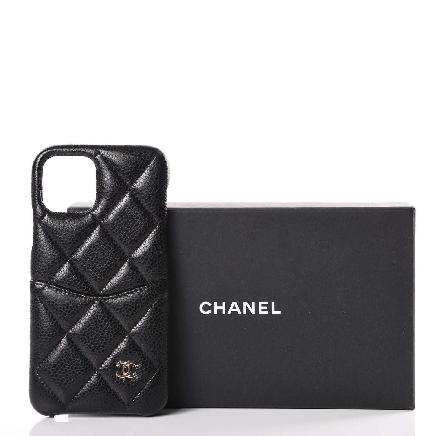 Grained Lambskin Quilted iPhone XI Pro Coco Tech Case Black