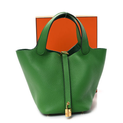 Hermes Taurillon Clemence Picotin Lock 18 PM Vert Yucca 13 of 13