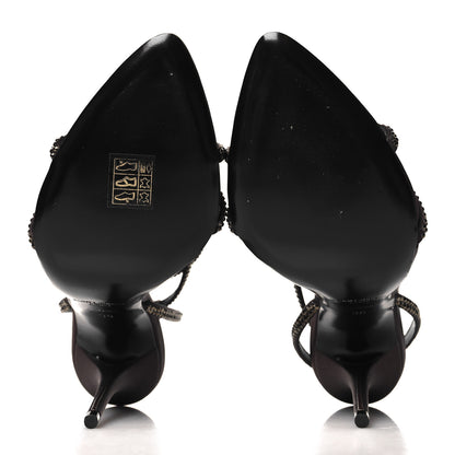 Saint Laurent Satin Crystal Ava 105 Sandals 38 Amaranth 5 of 8