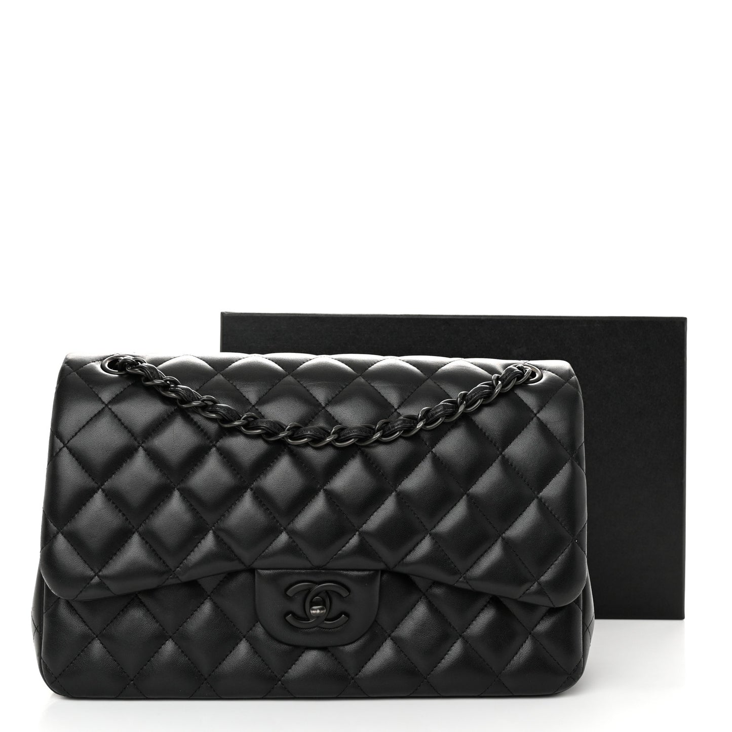 Lambskin Quilted Jumbo Double Flap So Black