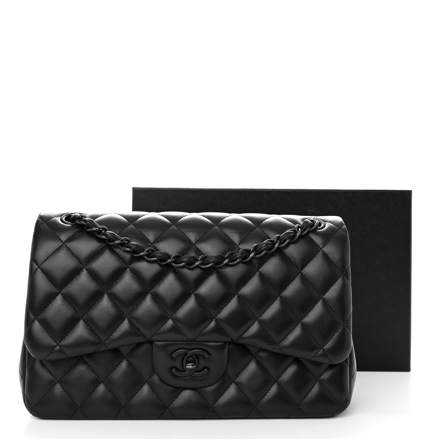 Chanel Lambskin Quilted Jumbo Double Flap So Black 11 of 11