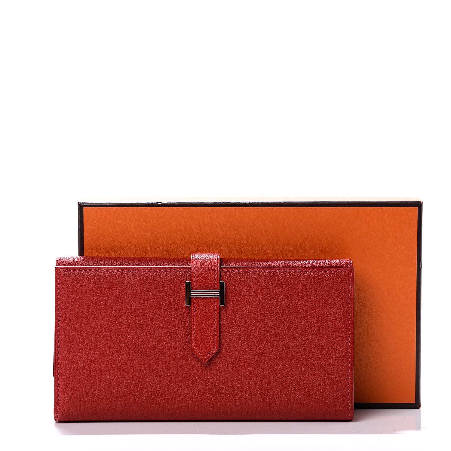 Hermes Chevre Mysore Bearn Gusset Wallet Rouge Garance 8 of 8