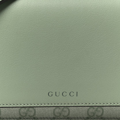 Gucci GG Supreme Monogram Textured Calfskin Emblem Wallet On Chain Sage Green 8 of 11