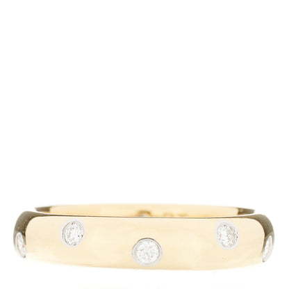 Tiffany 18K Yellow Gold Platinum Diamond 4mm Etoile Band Ring 54 6.75 2 of 3