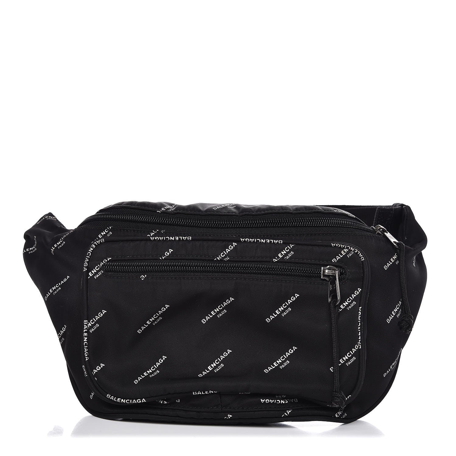 Balenciaga Twill Nylon Allover Logo Explorer Beltpack Black White 1 of 8