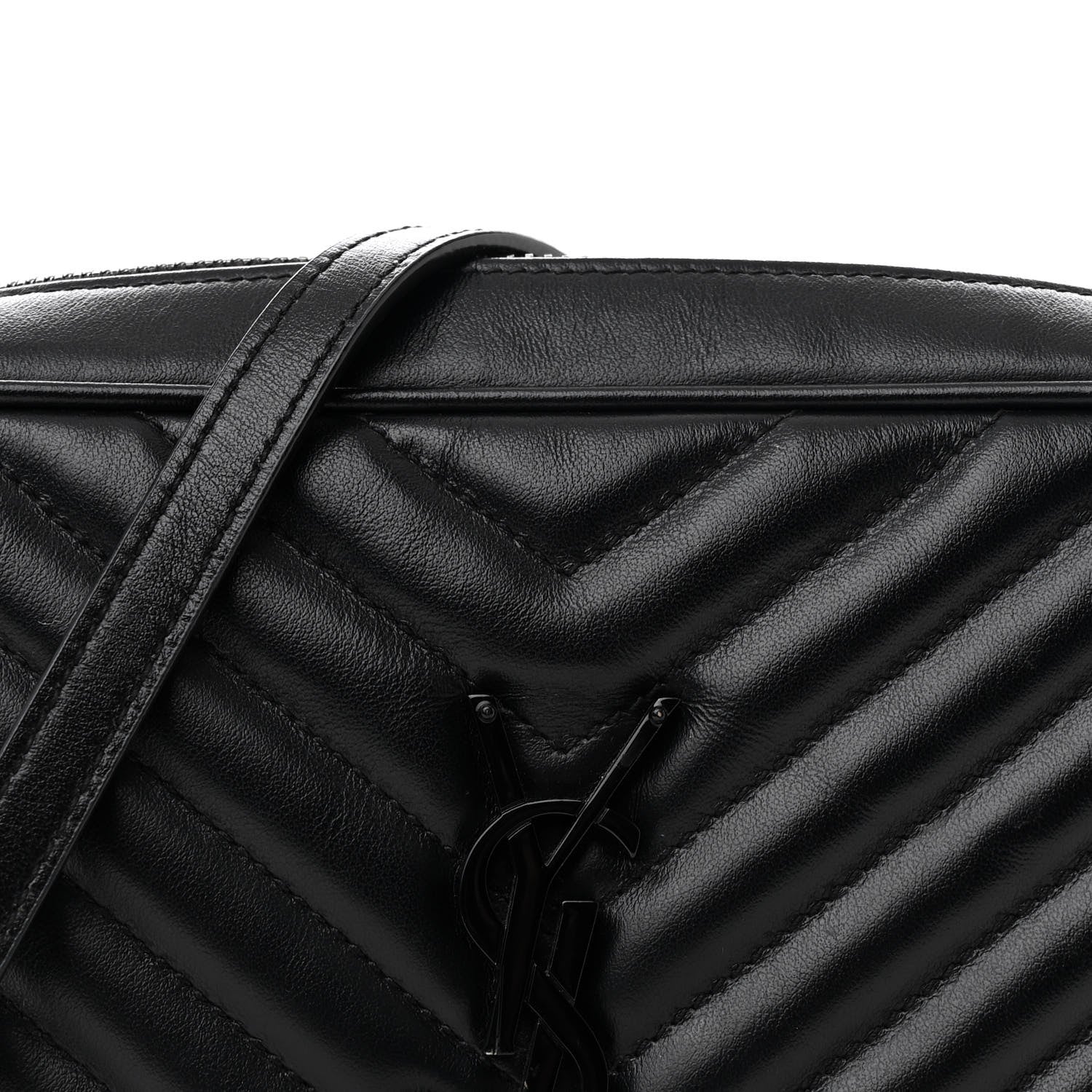 Saint Laurent Calfskin Matelasse Monogram Monochrome Lou Camera Bag Black 8 of 11