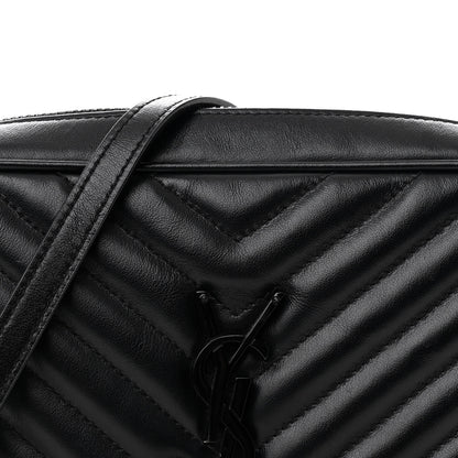 Saint Laurent Calfskin Matelasse Monogram Monochrome Lou Camera Bag Black 8 of 11