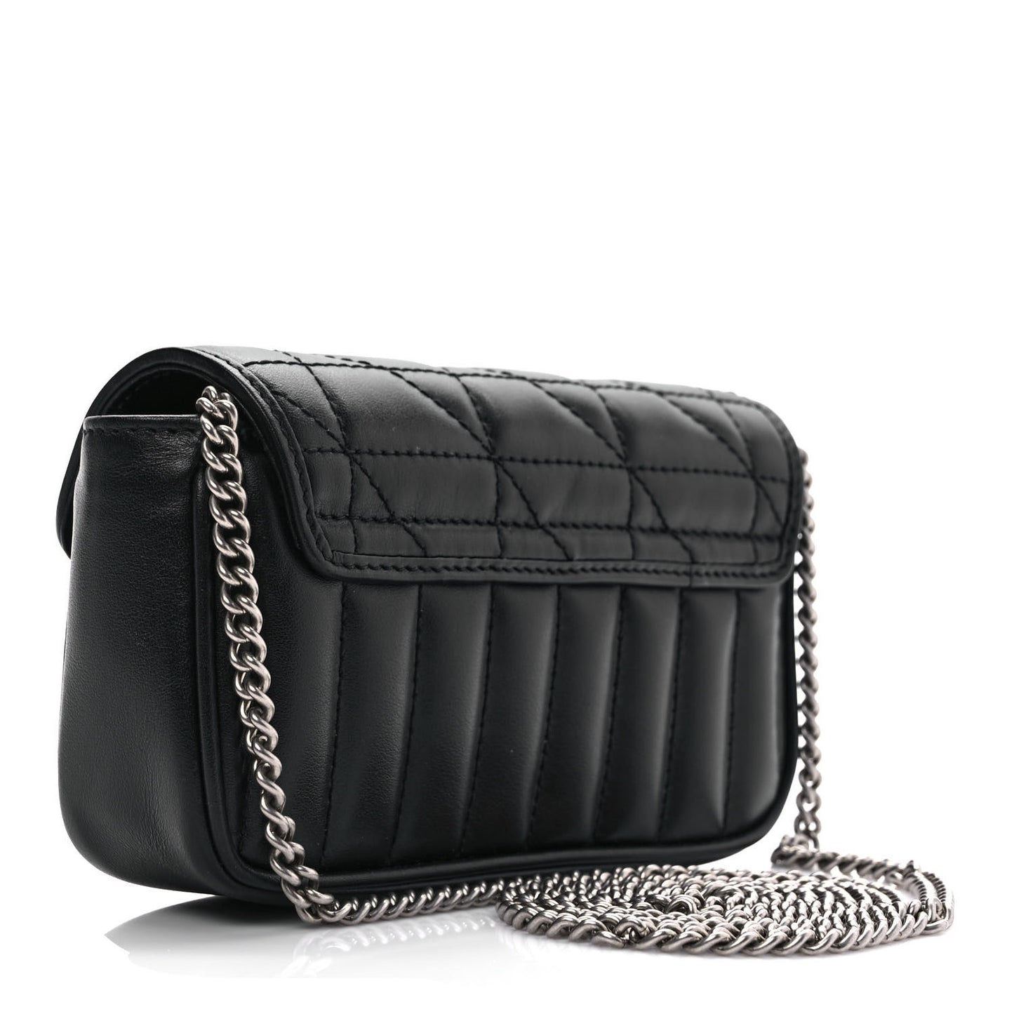 Calfskin Matelasse Aria Super Mini GG Marmont Shoulder Bag Black