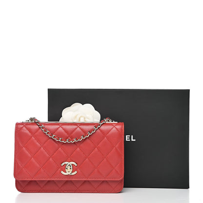Chanel Lambskin Quilted Trendy CC Wallet On Chain WOC Red 12 of 12