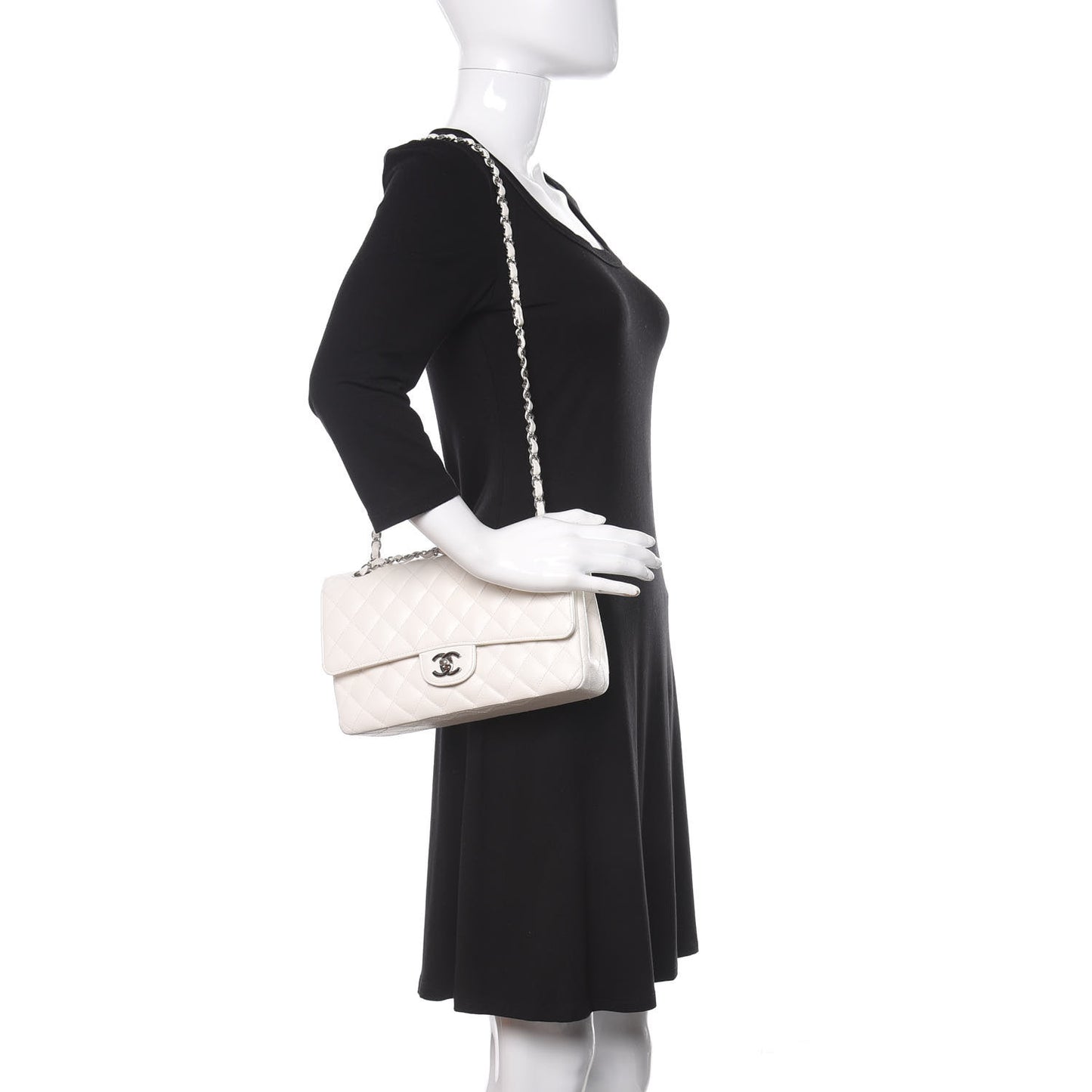Caviar Quilted Small Double Flap White