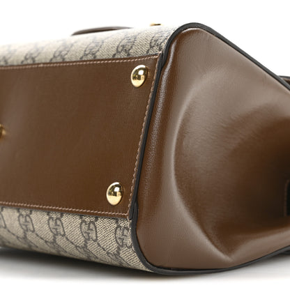Gucci GG Supreme Monogram Calfskin Medium Horsebit 1955 Top Handle Bag Beige Ebony Brown Sugar 10 of 11