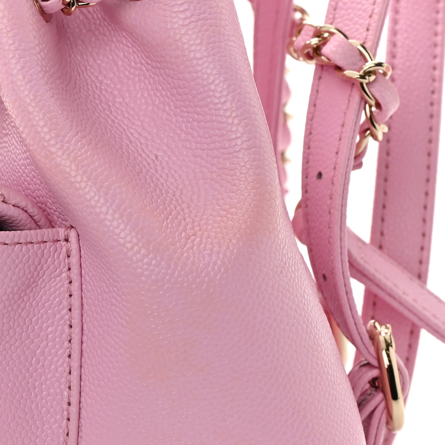 Shiny Caviar Quilted Small Duma Pockets Drawstring Backpack Lilac
