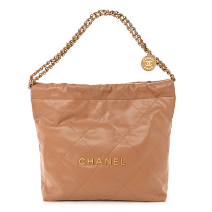 Chanel Shiny Calfskin Quilted Small Chanel 22 Beige 2 of 10