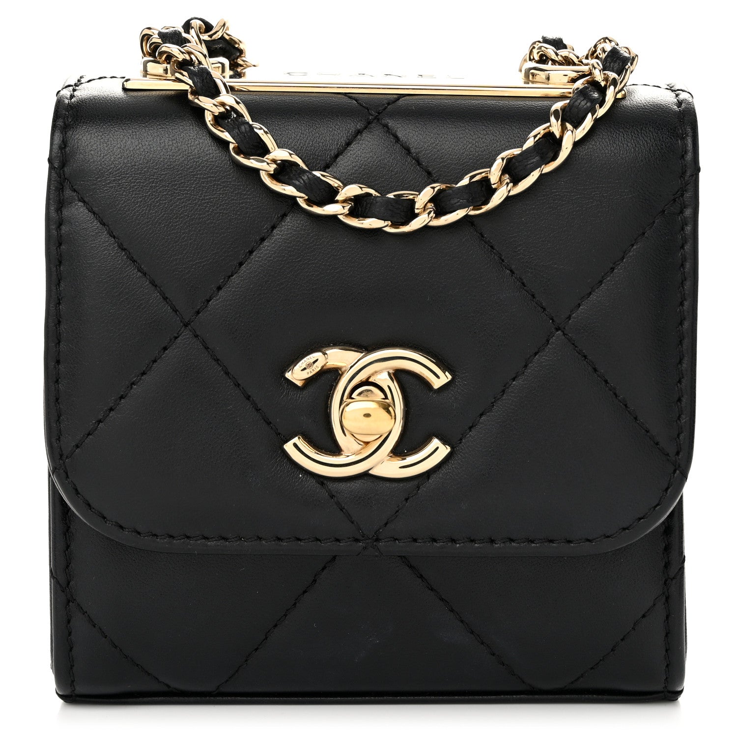 Chanel Lambskin Quilted Mini Trendy CC Clutch With Chain Black 1 of 11