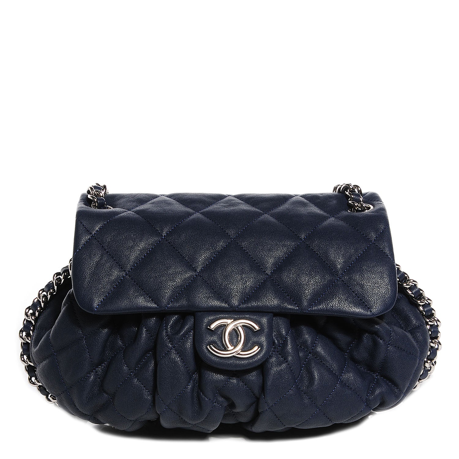 Chanel Washed Lambskin Chain Around Medium Messenger Bag Navy Blue 1 of 9