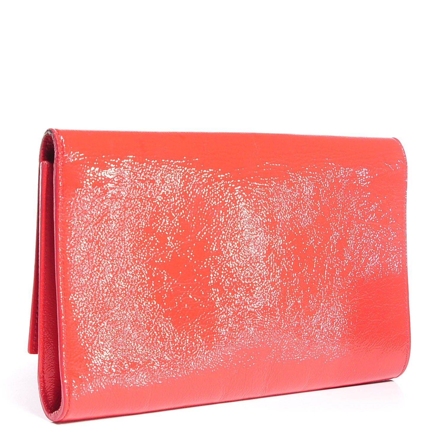 Saint Laurent Textured Patent Monogram Large Belle De Jour Clutch Red 3 of 8