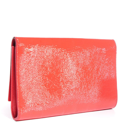 Saint Laurent Textured Patent Monogram Large Belle De Jour Clutch Red 3 of 8