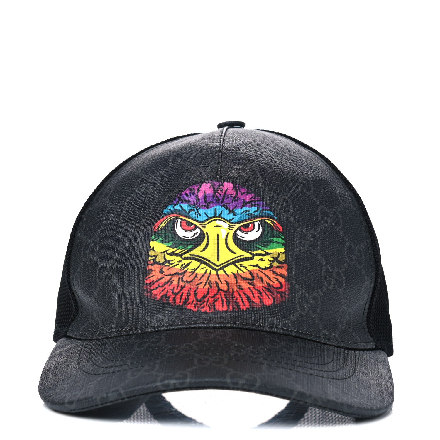 Gucci GG Supreme Monogram Eagle Print Baseball Hat S Black 2 of 4