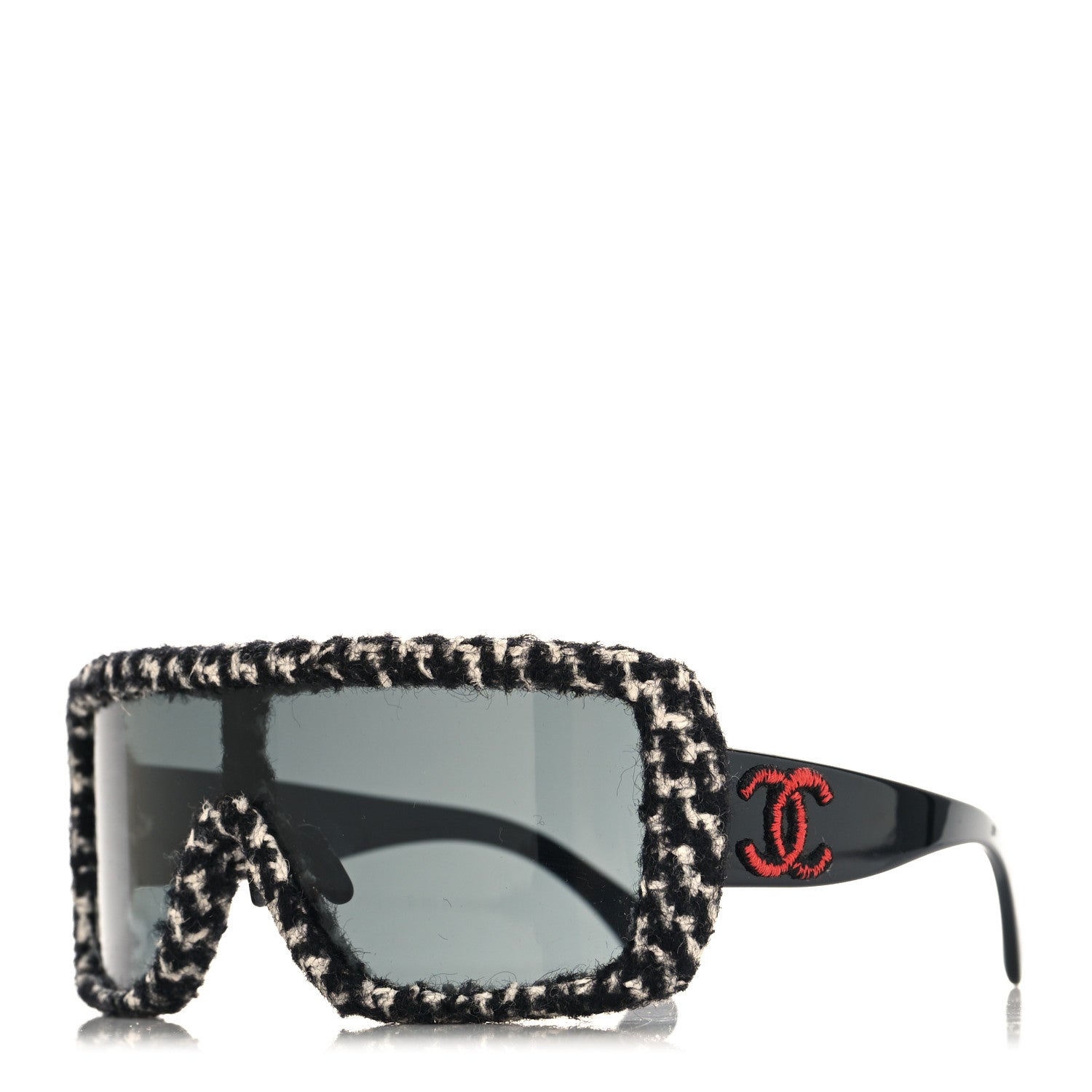 Chanel Tweed Shield Sunglasses 71367 Black Red 1 of 8