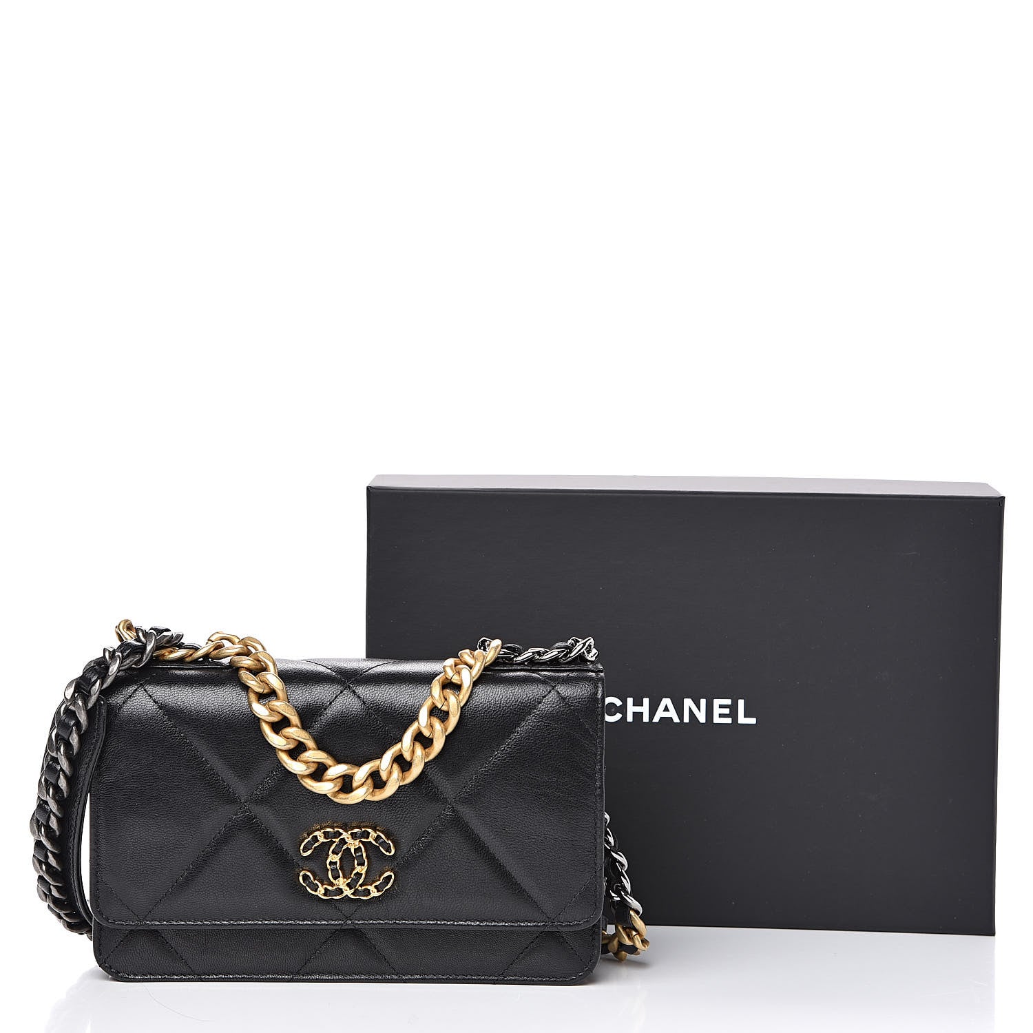 Chanel Goatskin Quilted 19 Wallet On Chain WOC Black 12 of 12