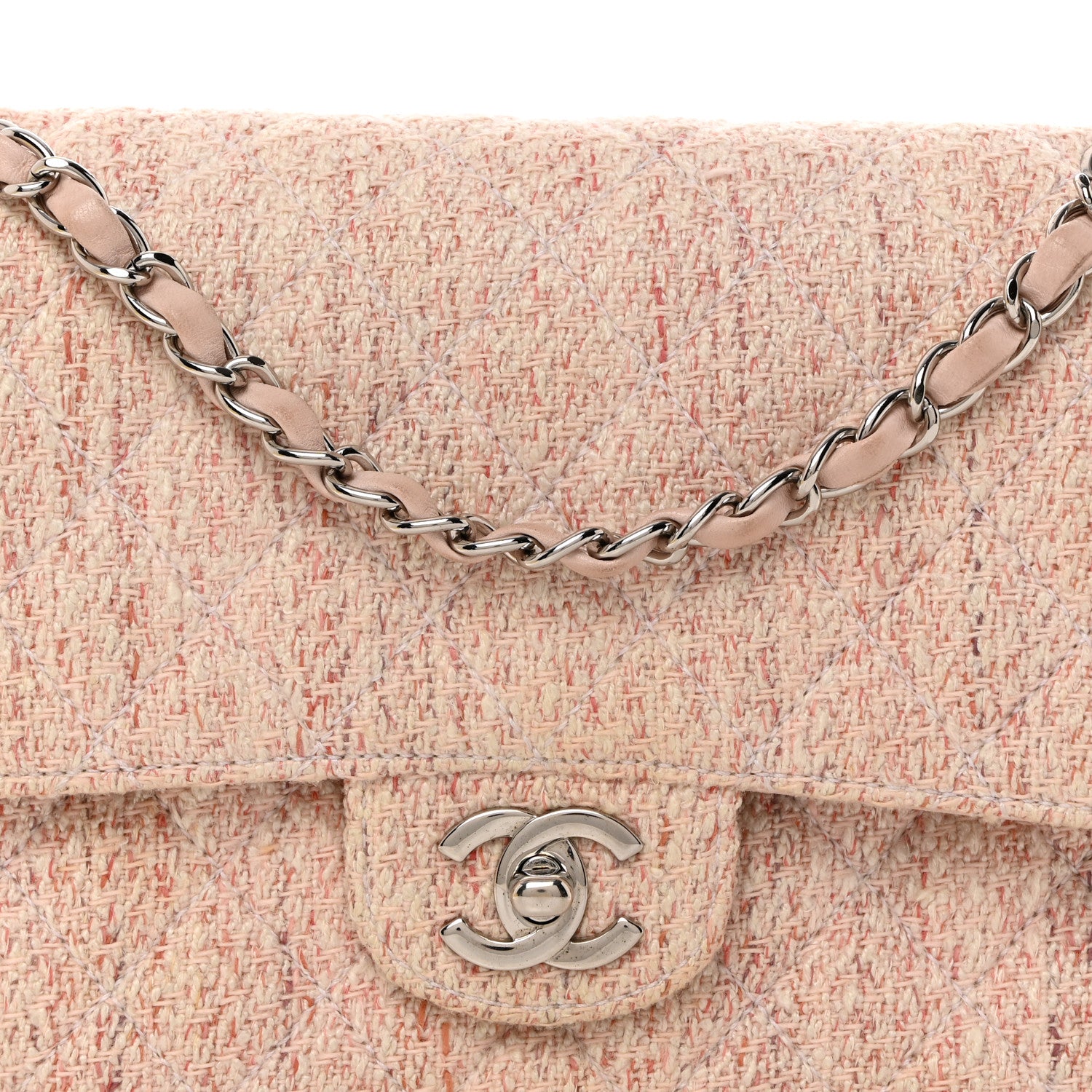 Chanel Tweed Medium Double Flap Pink Multicolor 8 of 12