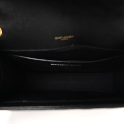 Saint Laurent Grain De Poudre Textured Mixed Matelasse Triquilt Medium Monogram Satchel Black 5 of 10