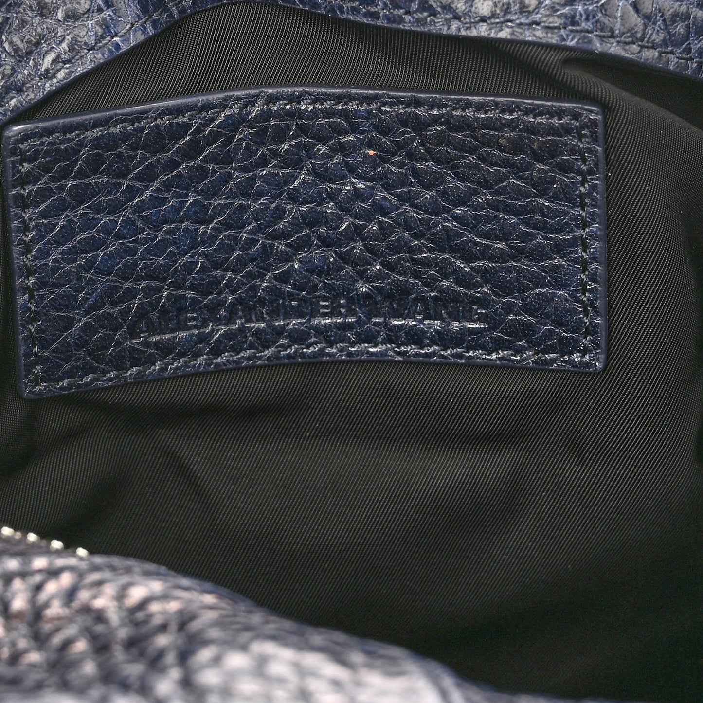 Pebbled Lambskin Rocco Nickel Hardware Dark Blue