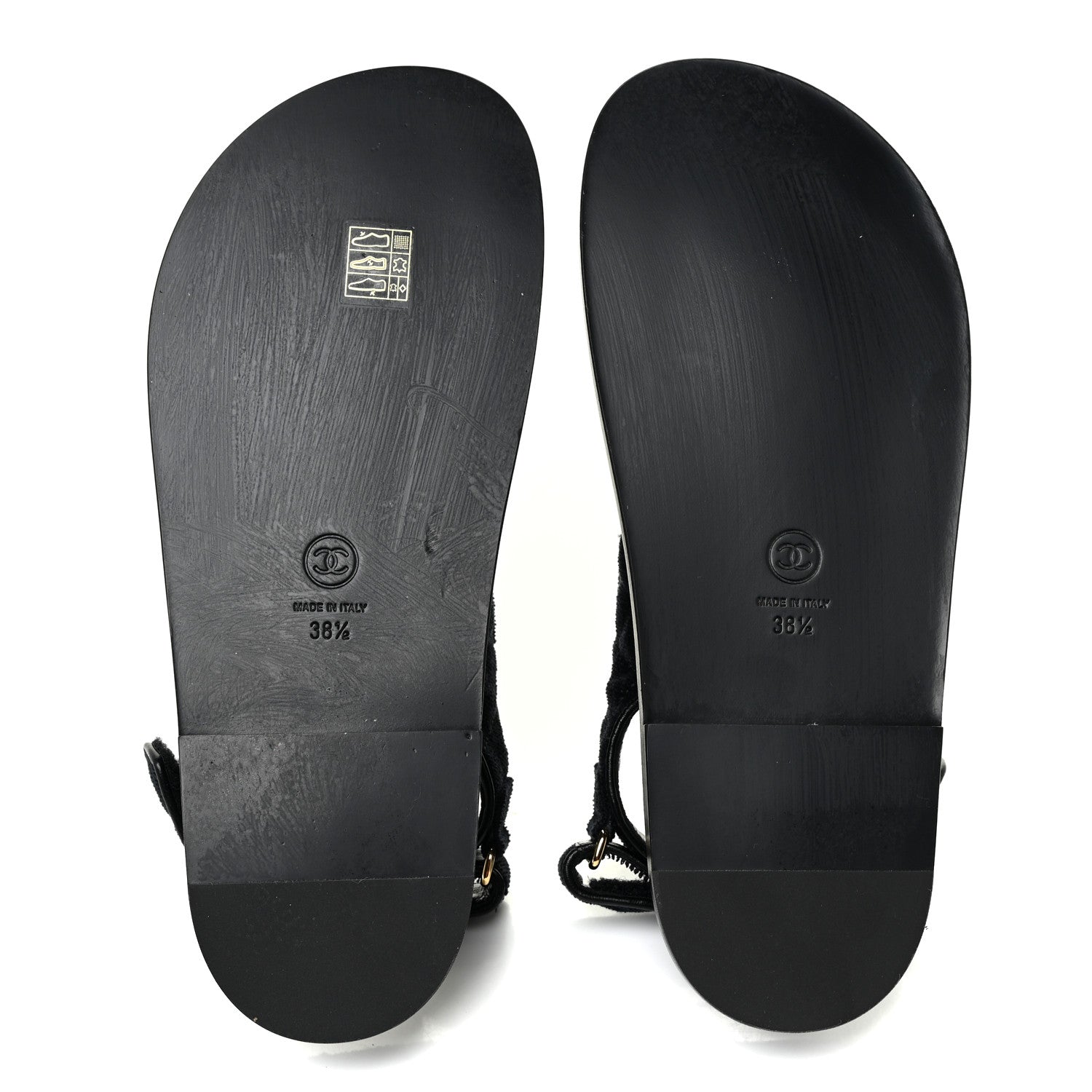 Chanel Velvet Velcro Dad Sandals 38.5 Navy Blue 5 of 8