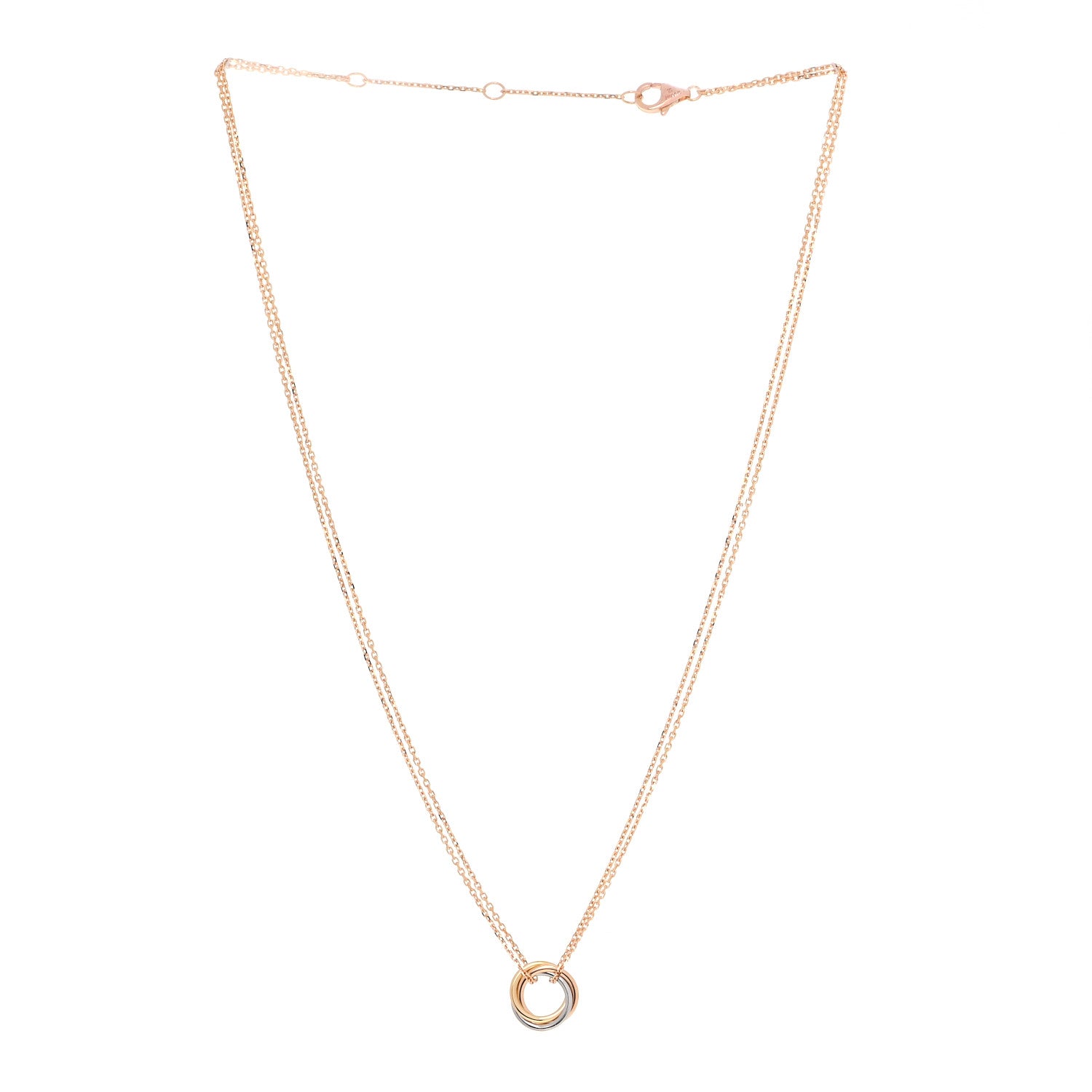 Cartier 18K Pink Yellow White Gold Trinity Double Chain Pendant Necklace 3 of 6