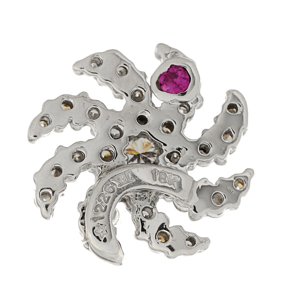 18K White Gold Diamond Small Sun Pendant