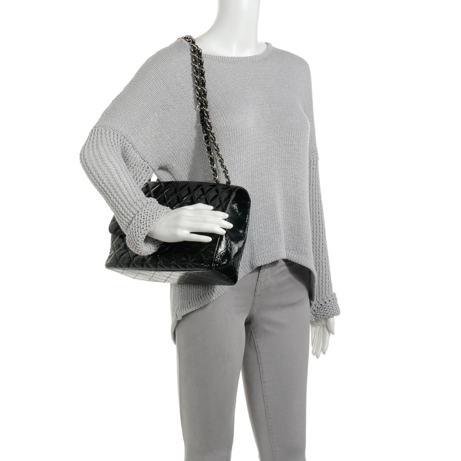Chanel Distressed Patent Jumbo Single Flap Black 2 of 8