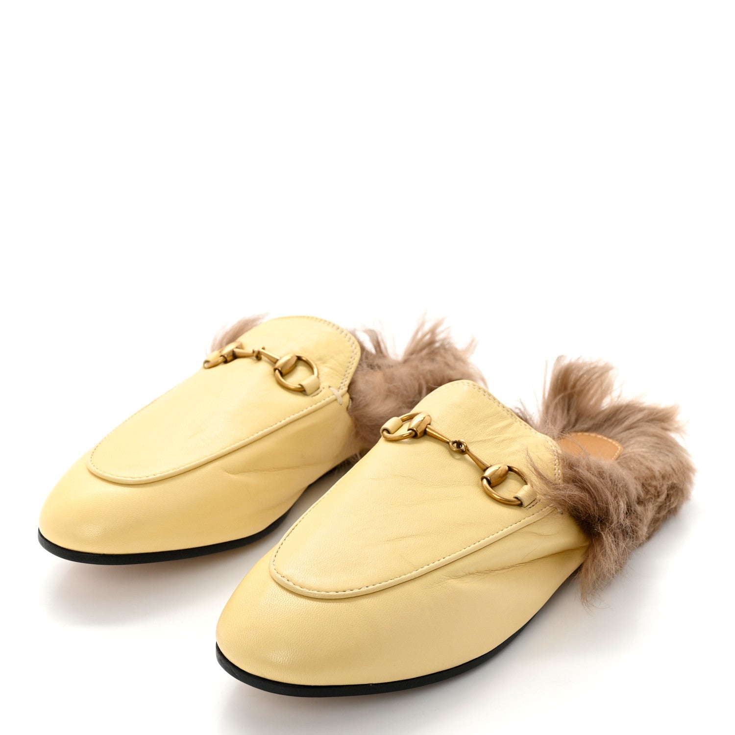 Gucci Malaga Kid Fur Womens Princetown Slippers 36.5 Burro 3 of 9