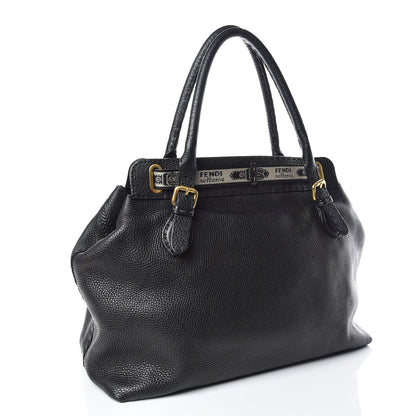 Fendi Calfskin Romano Selleria Large Villa Borghese Tote Black 3 of 13