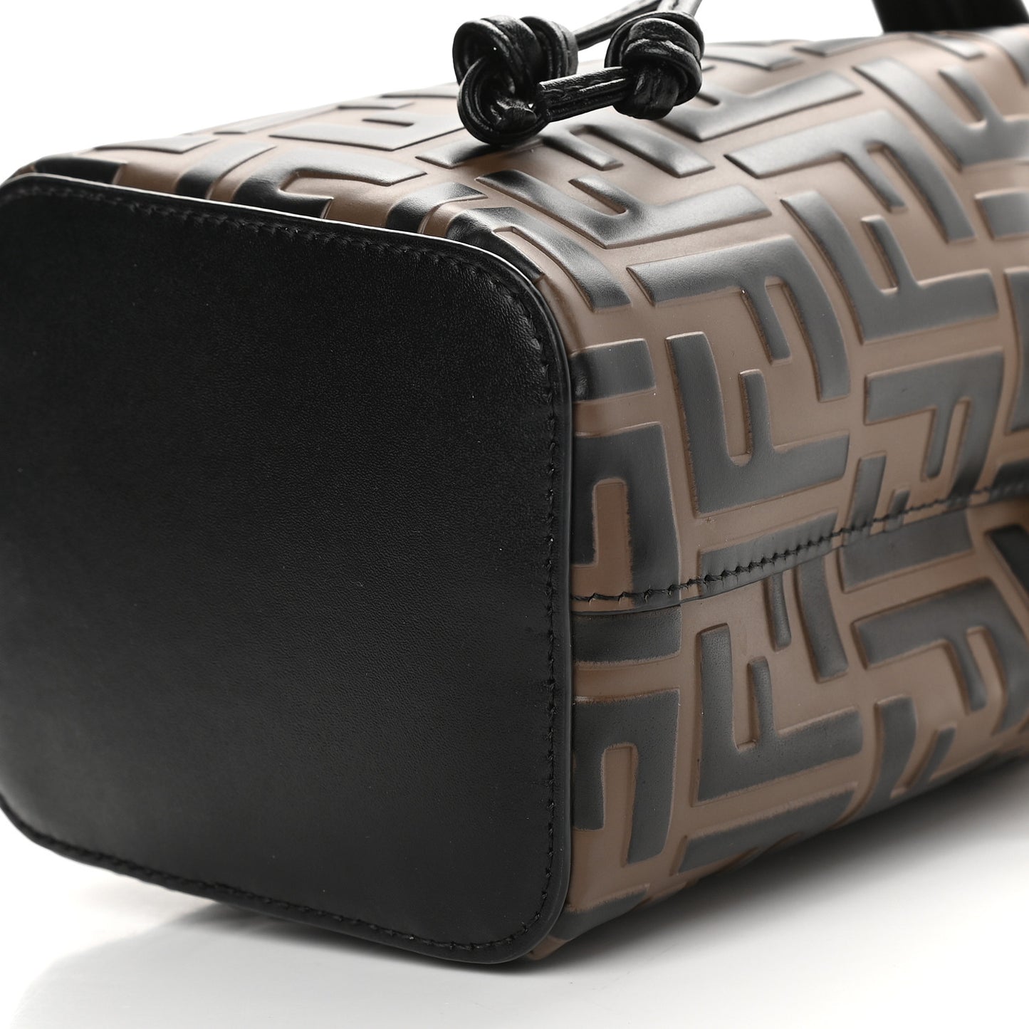Vitello Liberty F is Fendi Bi-Color FF 1974 Embossed Mini Mon Tresor Bucket Bag Maya Black