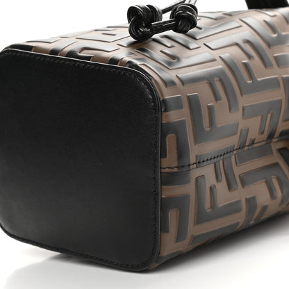 Fendi Vitello Liberty F is Fendi Bi-Color FF 1974 Embossed Mini Mon Tresor Bucket Bag Maya Black 9 of 9