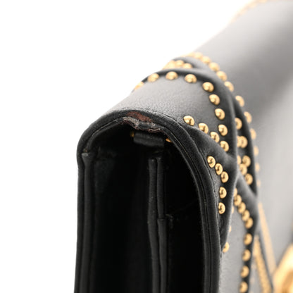Christian Dior Calfskin Studded Diorama Wallet on Chain Pouch Black 13 of 13