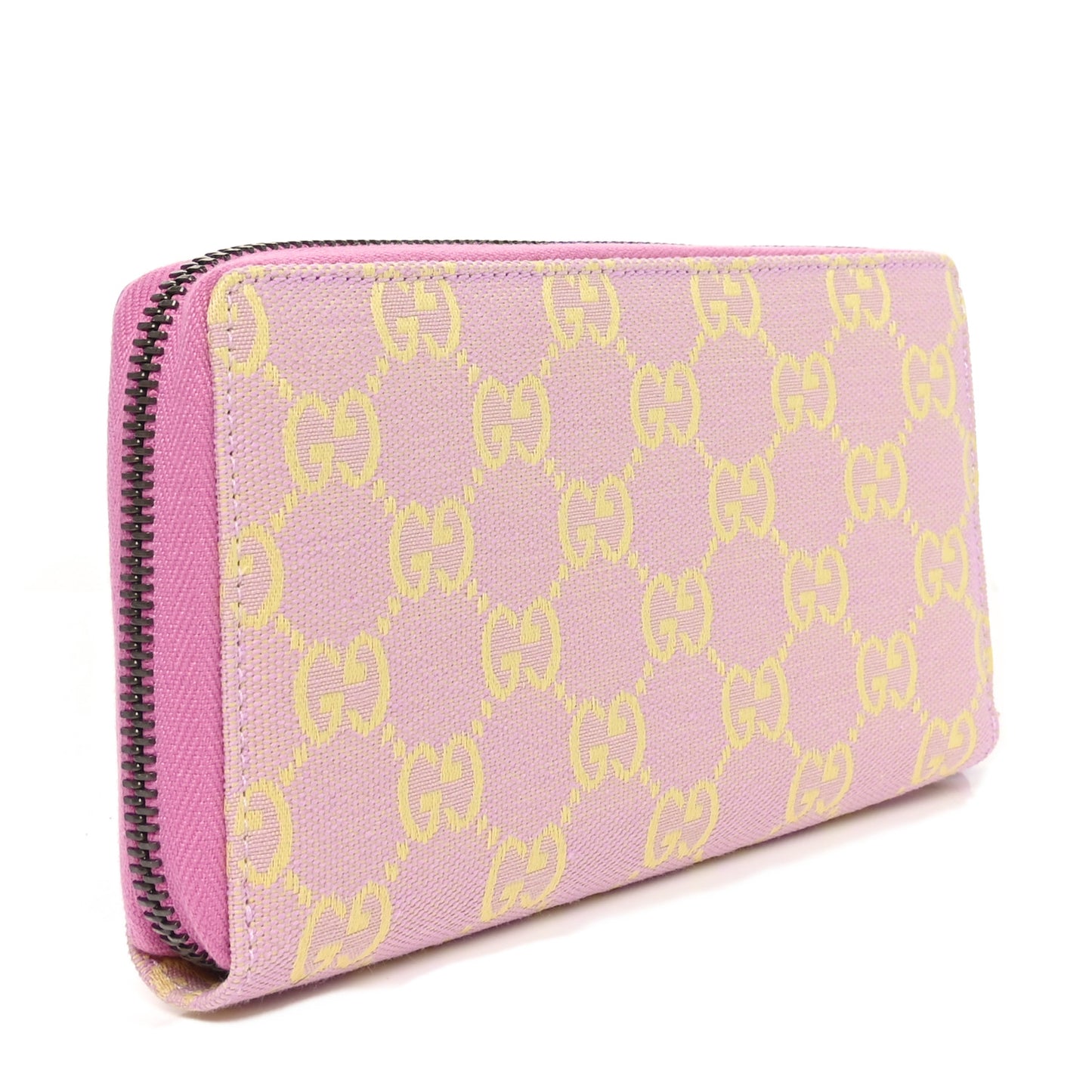 Calfskin GG Monogram GG Marmont Zip Around Wallet Lilac Yellow