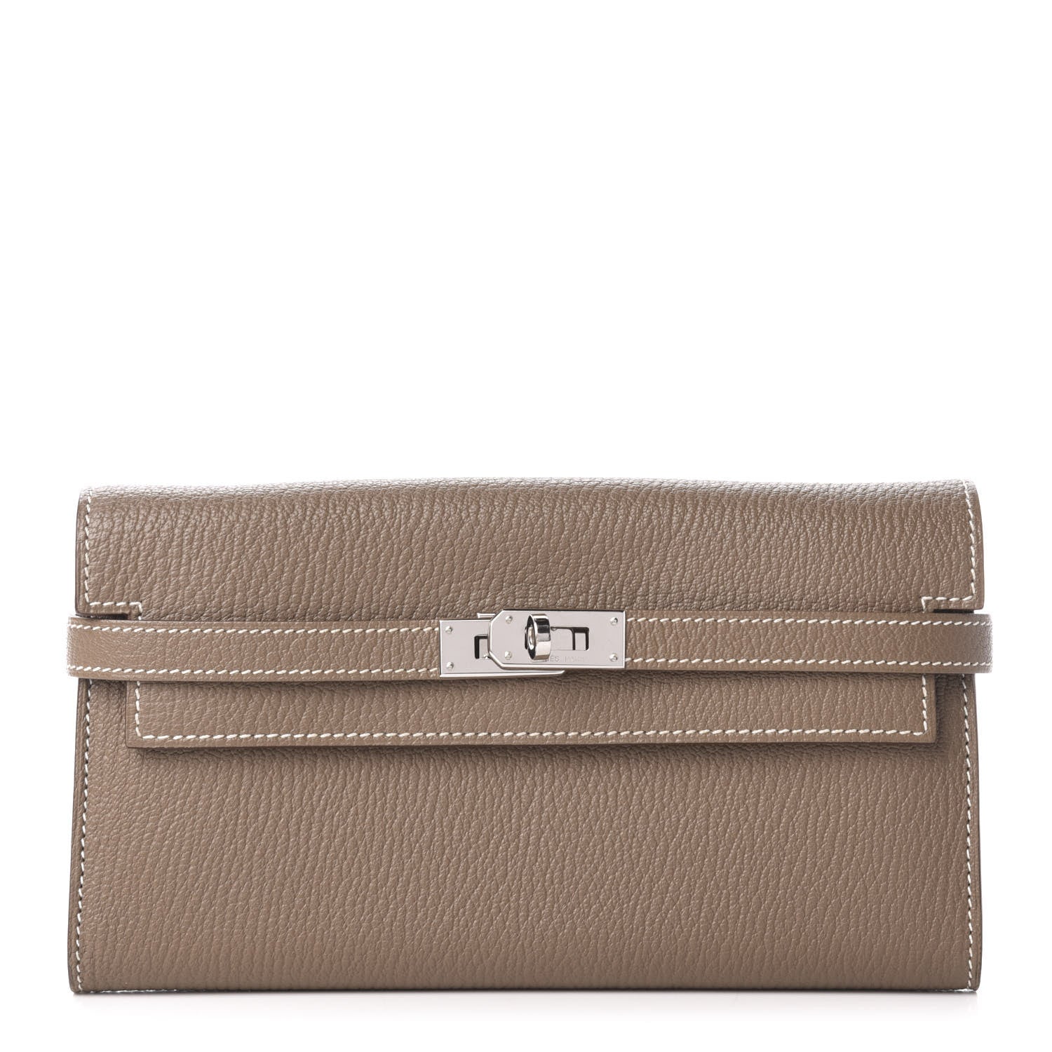 Hermes Chevre Mysore Kelly Longue Wallet Etoupe 1 of 7