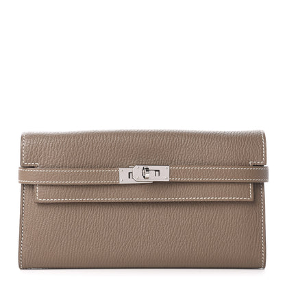 Hermes Chevre Mysore Kelly Longue Wallet Etoupe 1 of 7
